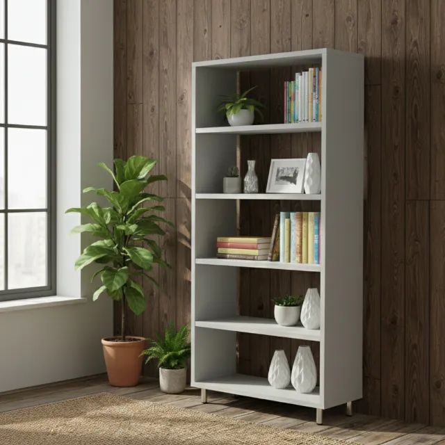 Estante 1,80m MDF 18mm Cinza Claro Reforçada - Multiuso Premium Sala Escritório