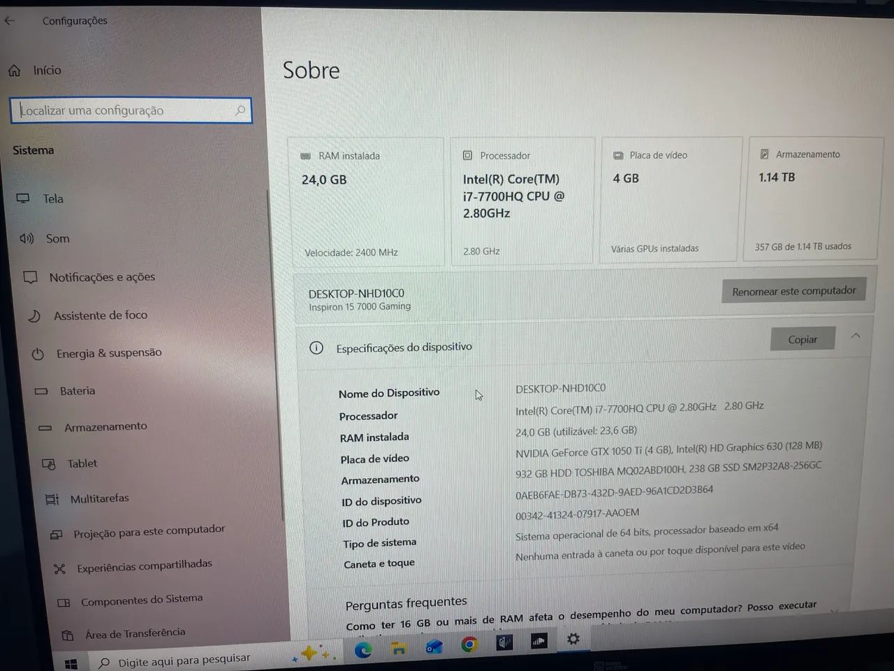 Notebook gamer Dell 