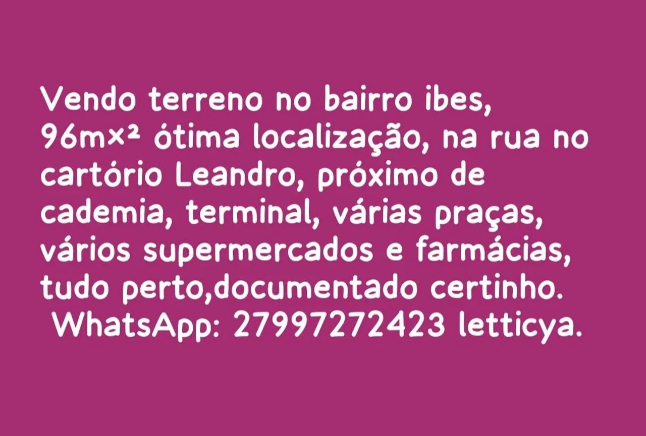 Terreno no ibes 96m² 