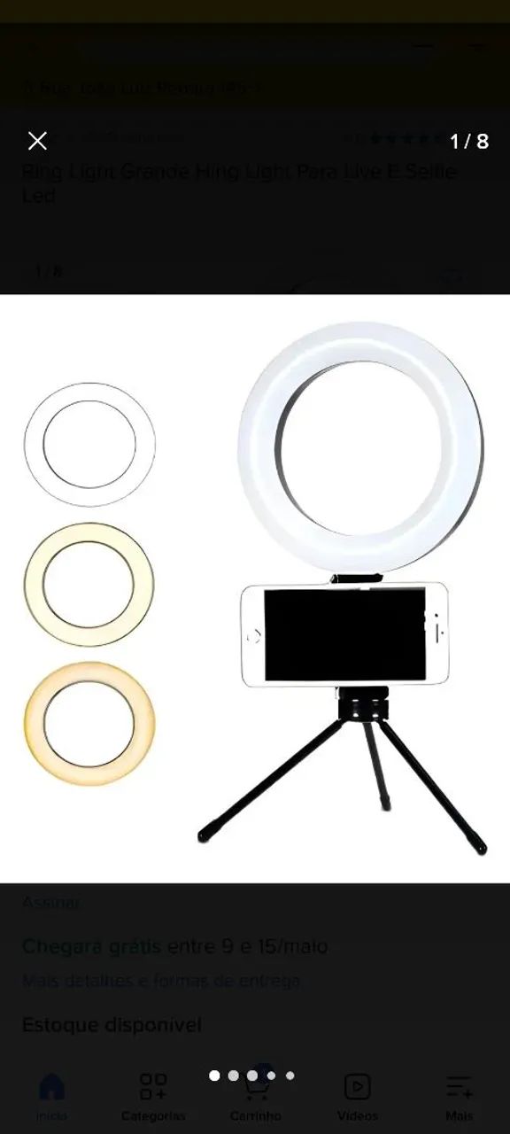 Ring light novo na caixa 8 polegadas ideal para Live ou fotos - Foto 4