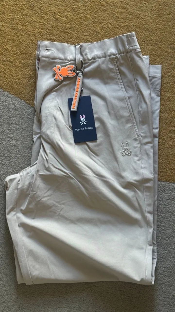 Calça psycho bunny malik wide leg bege nova - Foto 2
