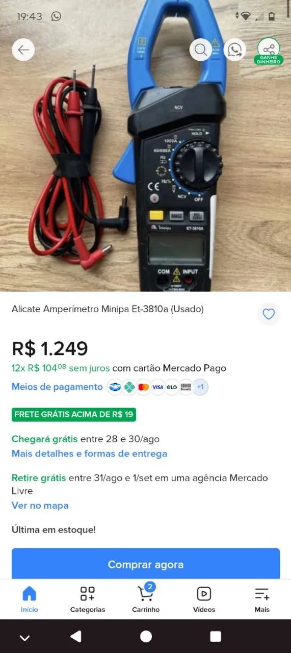 Alicate amperímetro 