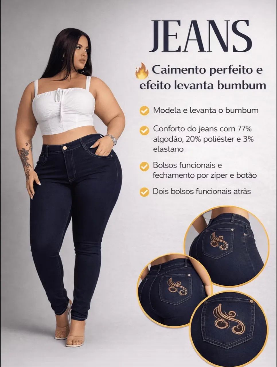 Vendo calça plus size tamanho 62 com laicra na cor azul escuro. - Foto 4