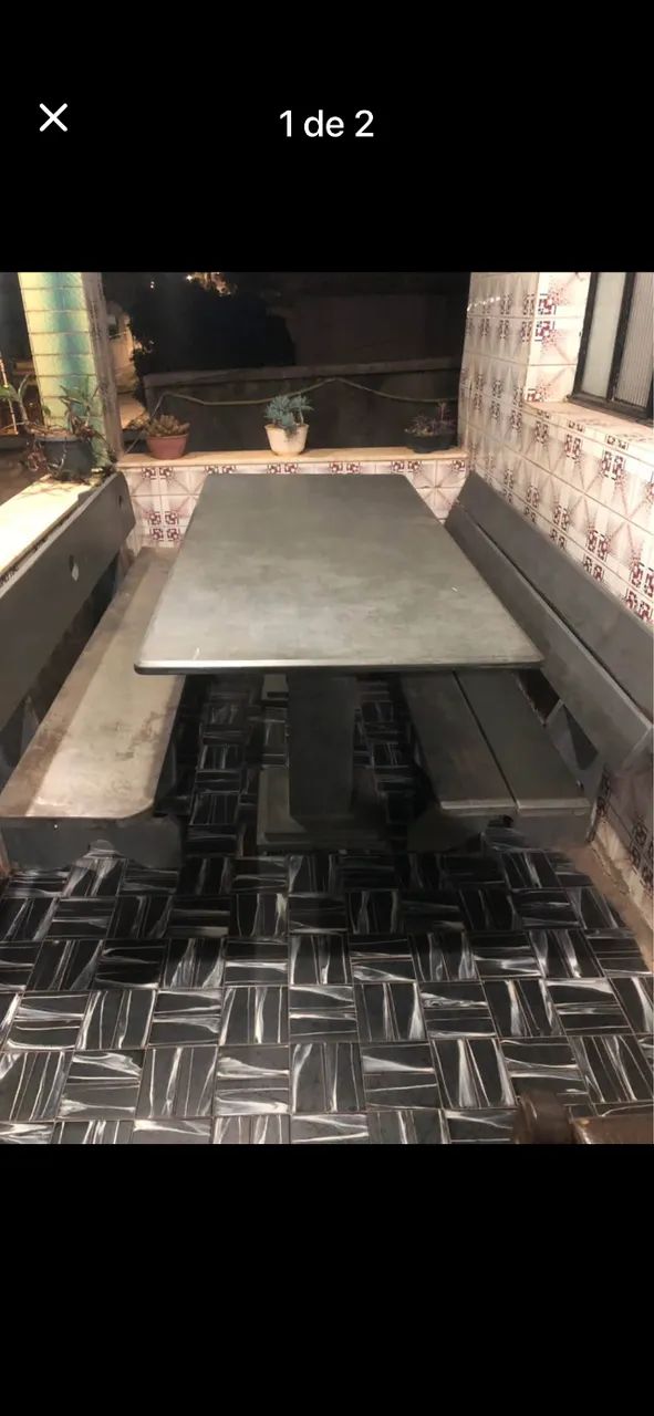 Mesa de ardósia com 2 bancos  - Foto 3