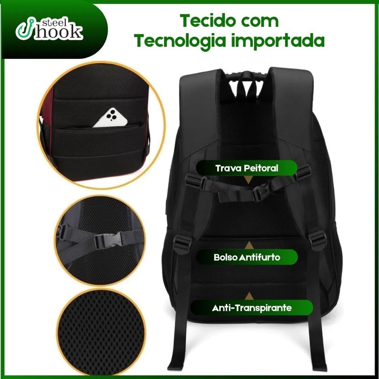 Mochila Executiva Antifurto Impermeável com USB - Foto 4