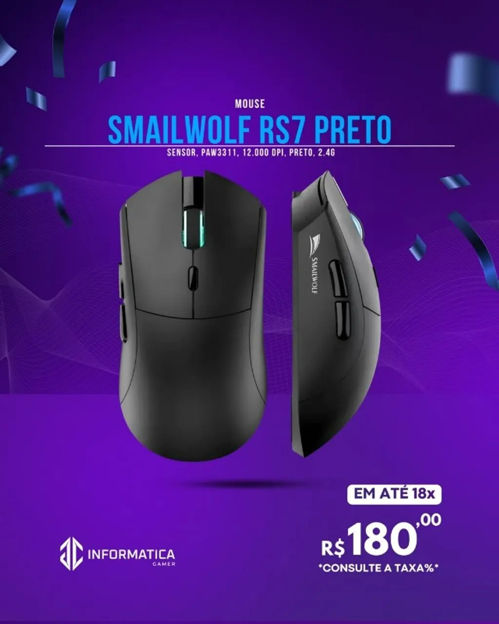 MOUSE SMAILWOLF RS7 PRETO