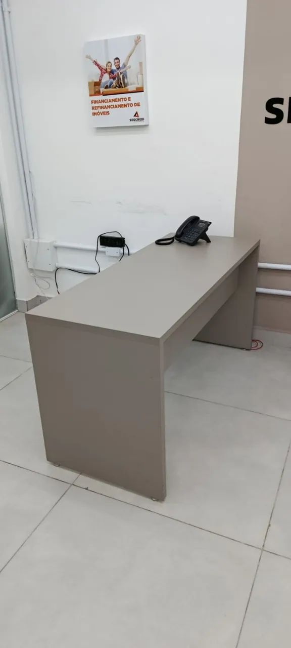 Mesa Gerente MDF Cinza - Foto 3