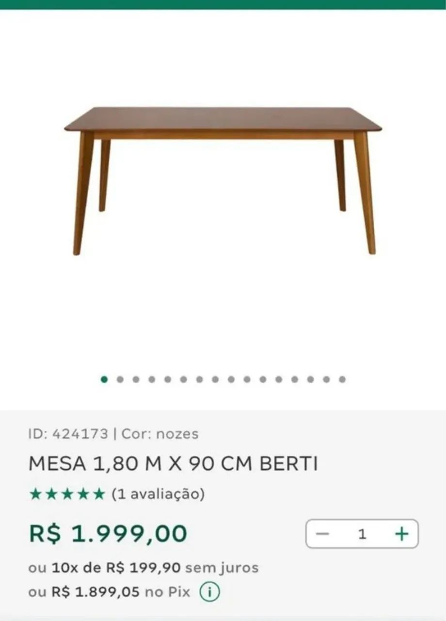 Mesa de jantar 1,8 x 0,9m - Foto 5