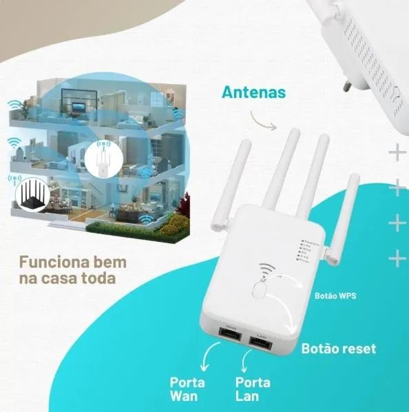 Repetidor Extensor Amplificador Sinal Dual Band Wi-Fi 5Ghz e 2,4Ghz Internet Ultrarrápido - Foto 4