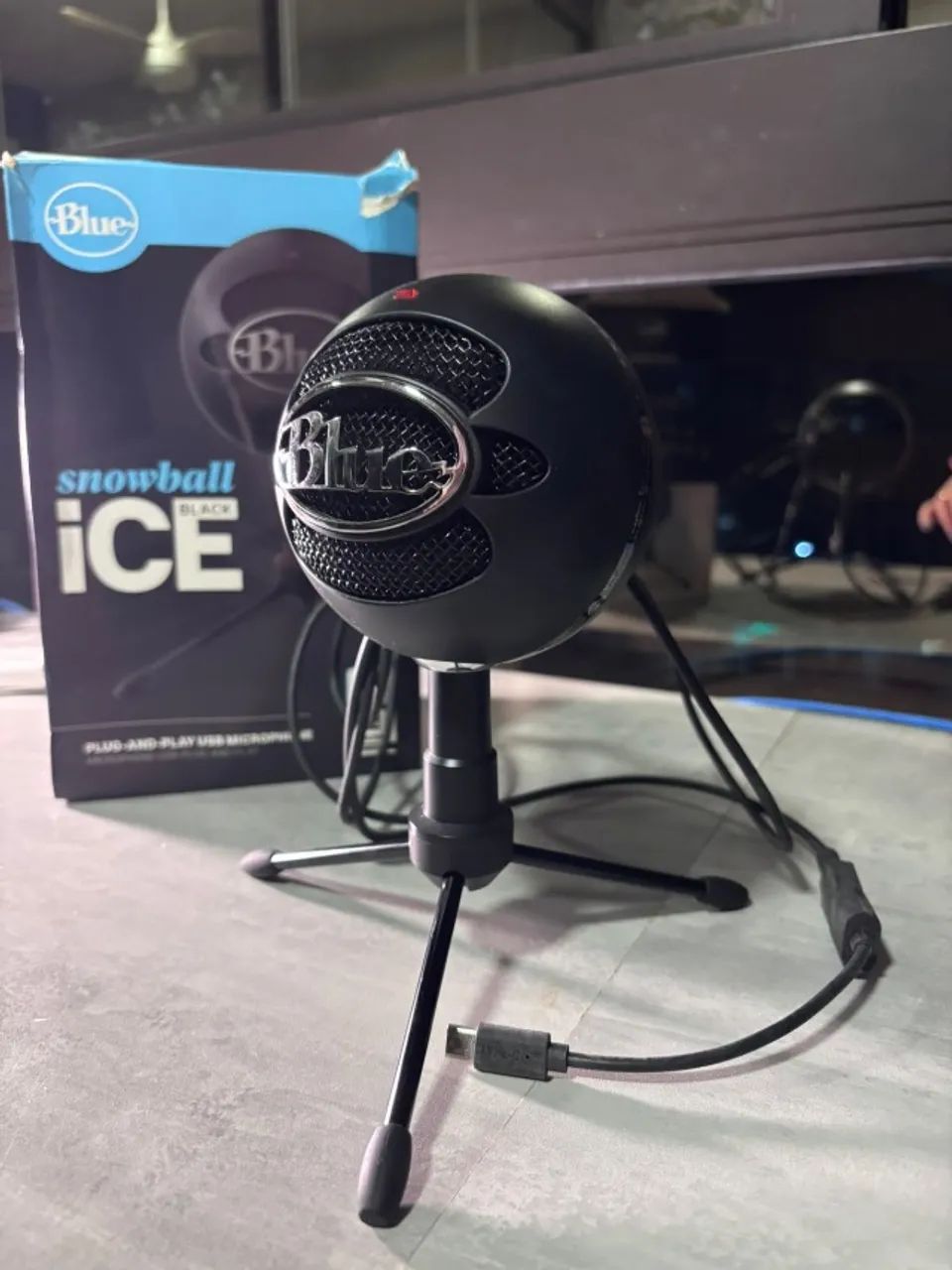 Microfone snowball black ice USB para celular e PC - Foto 3