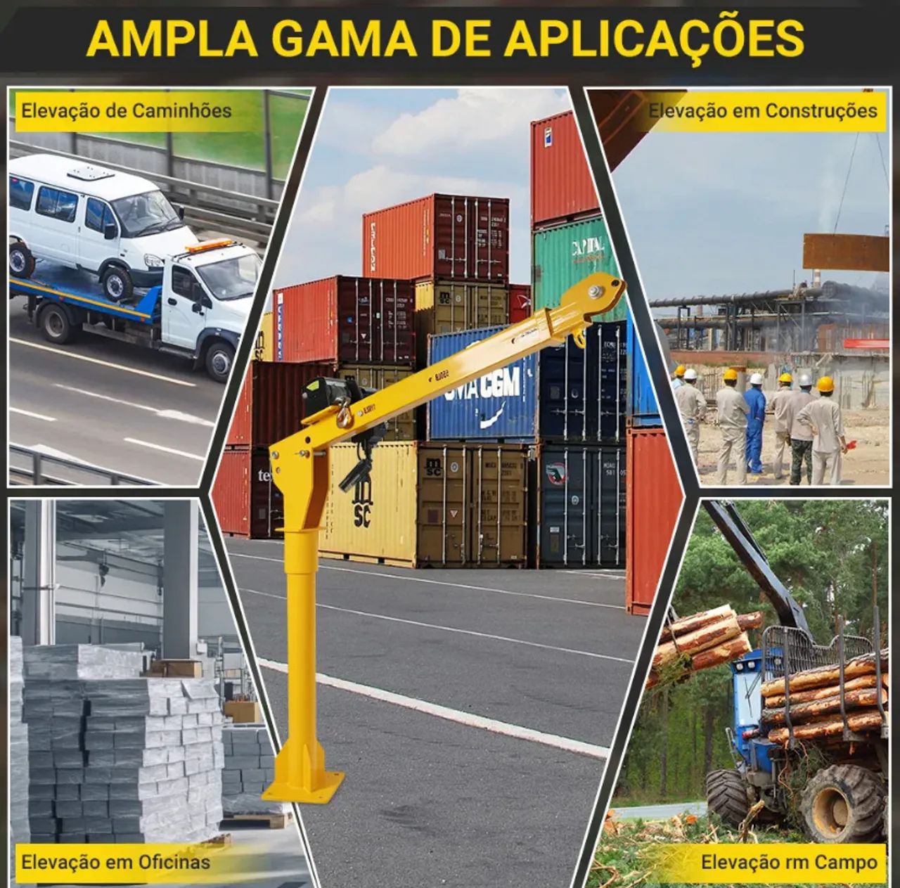 Guincho Girafa Hidráulico Elétrico Giratorio 500kg P/ Pickup com controle - Foto 3