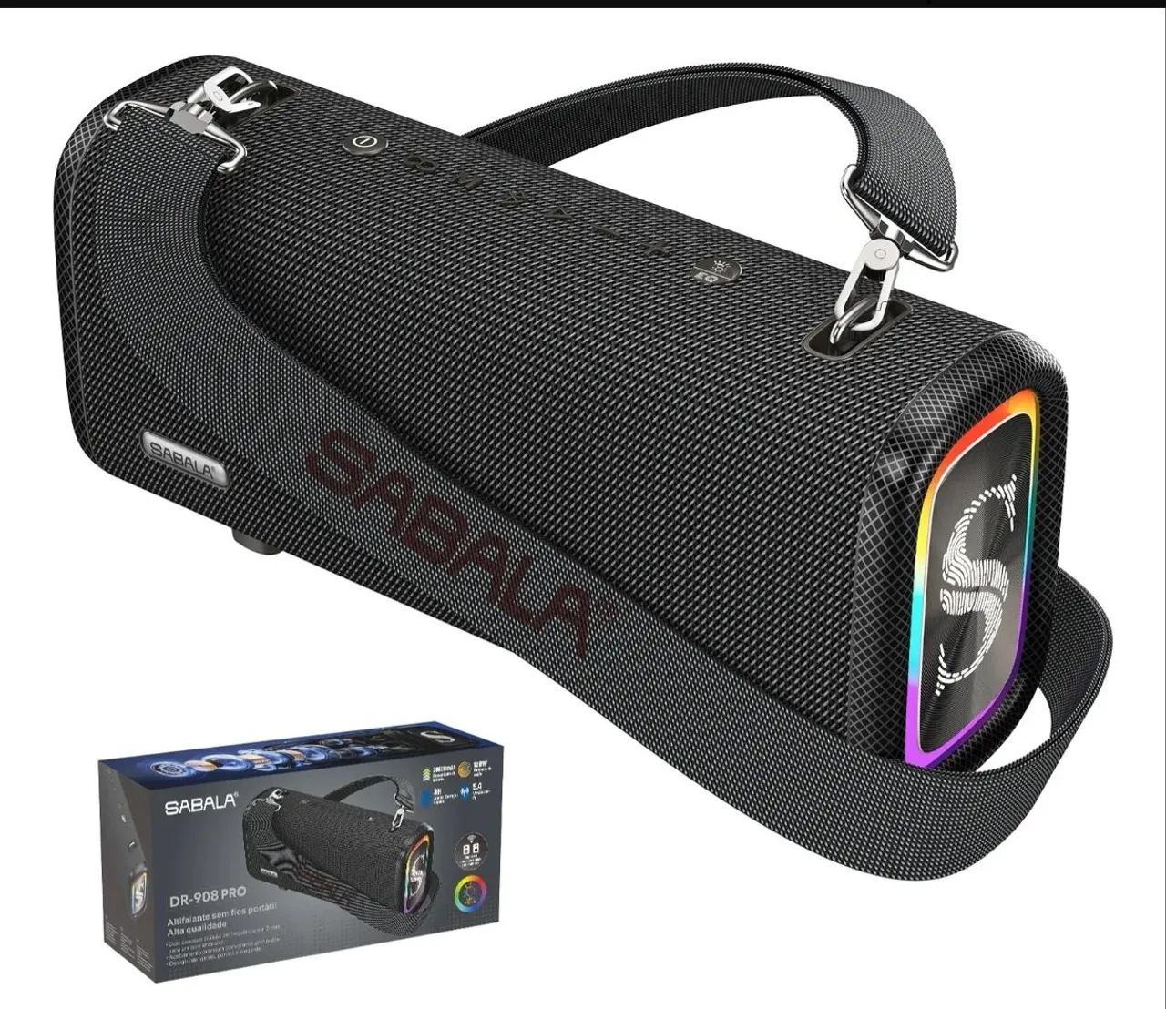 Caixa de Som Bluetooth Sabala DR-908  120W RMS - Som.  Obs.: não é a pro