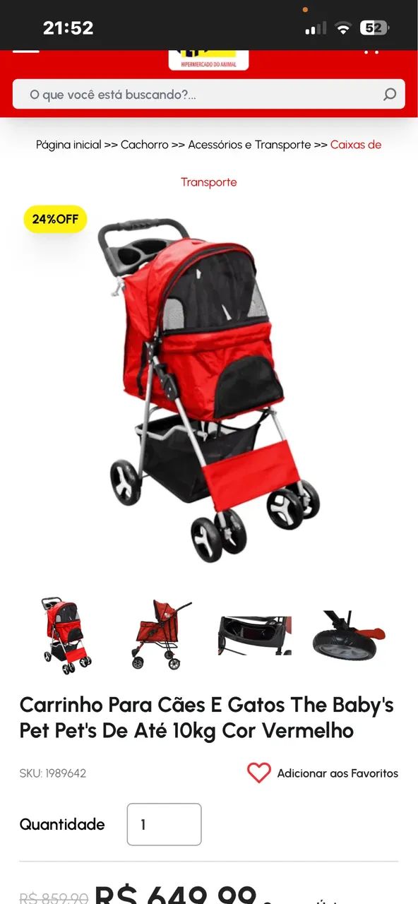 Carrinho pet passeio 