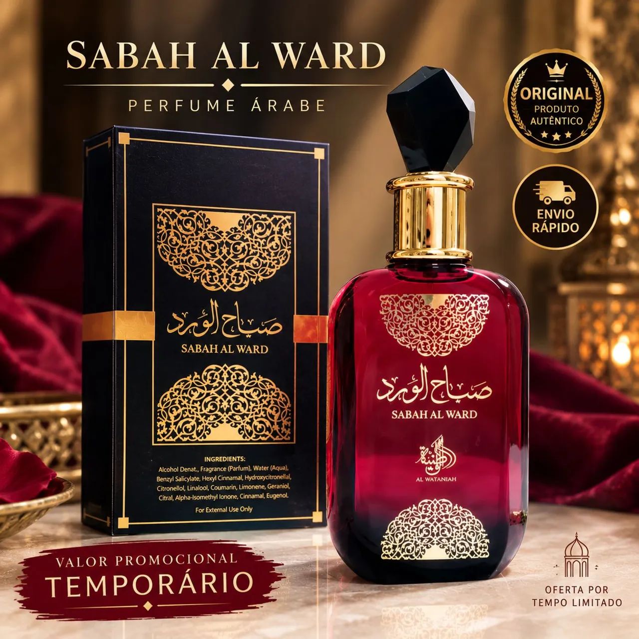 Perfume Árabe Sabah Al Ward 100 ml promoção 