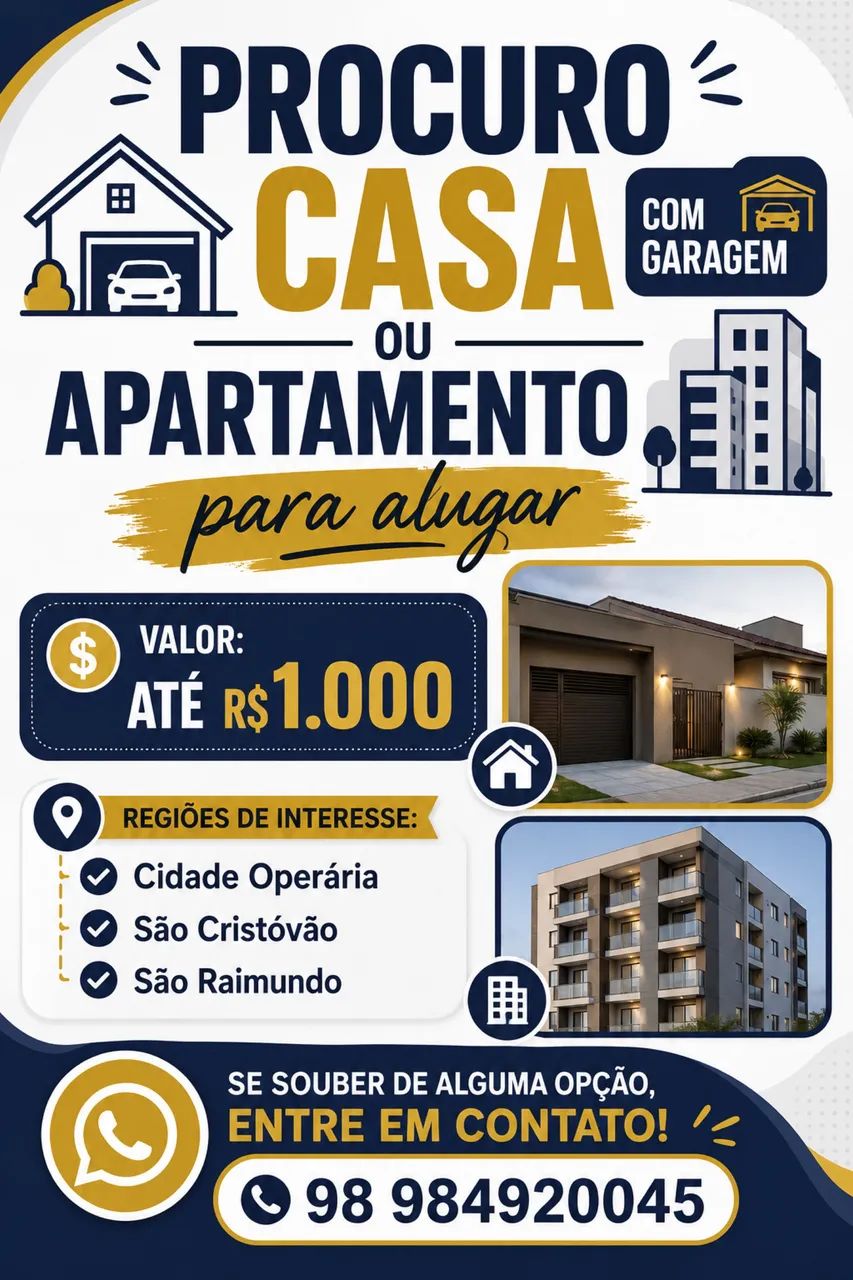 Preciso casa ou apartamento!