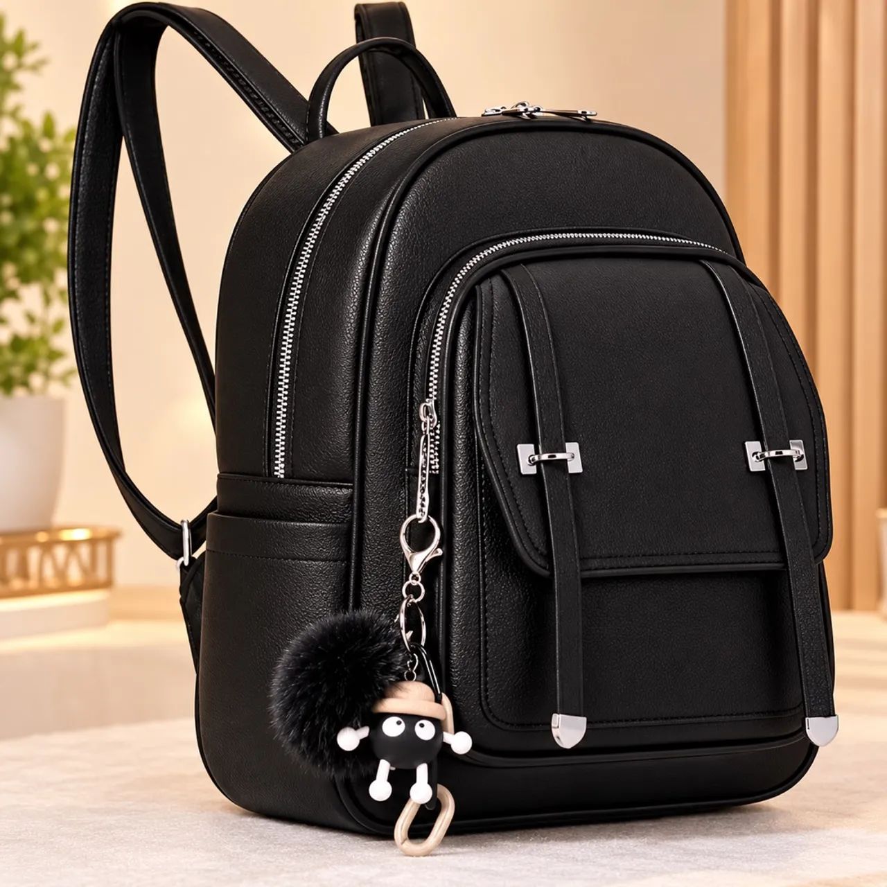 Mochila com forro/ Porta garrafa e chaveiro 