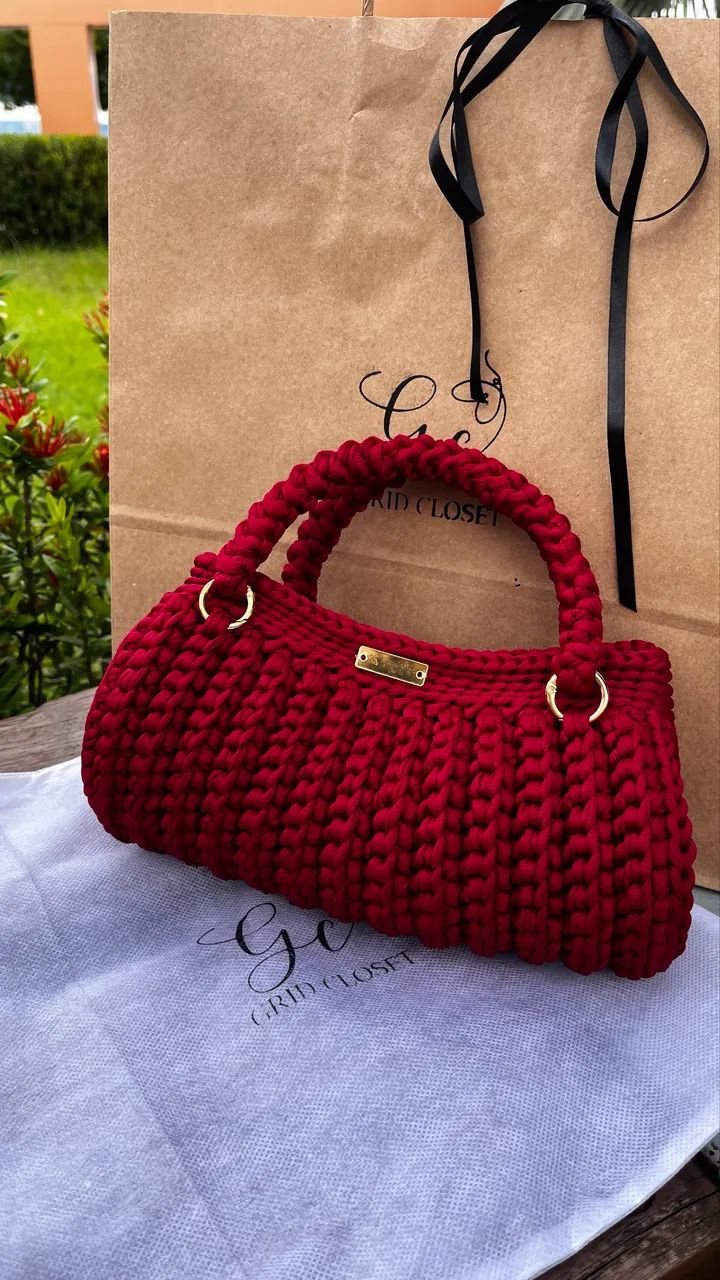 Bolsa de crochê fio de malha premium 