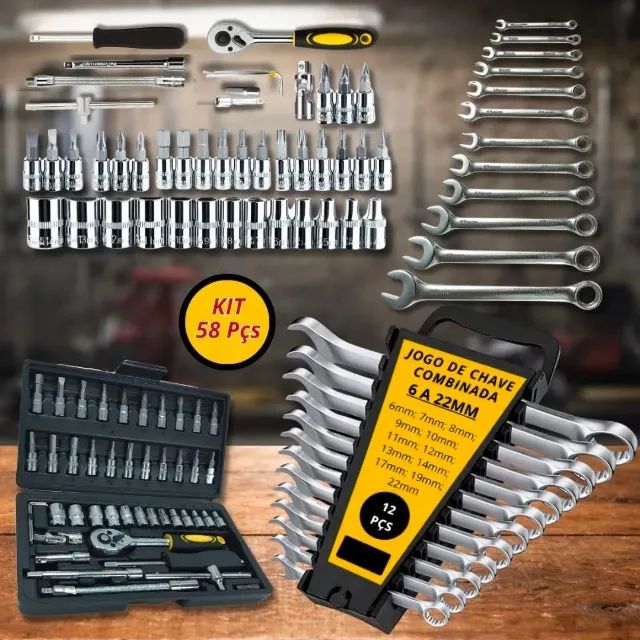Kit Ferramentas Chaves Combinadas Jogo De Chave Soquete Jogo