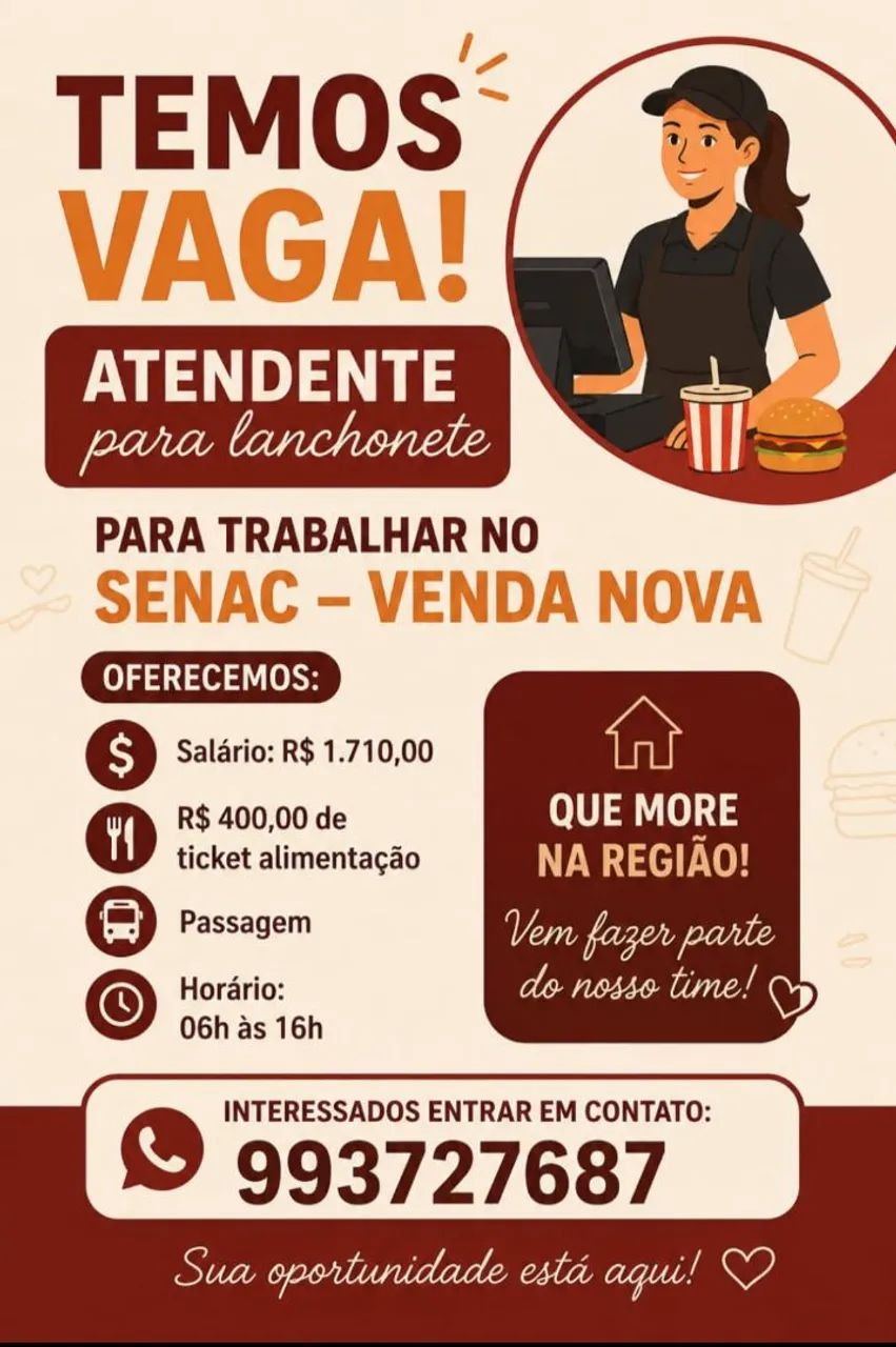 Atendente de lanchonete 