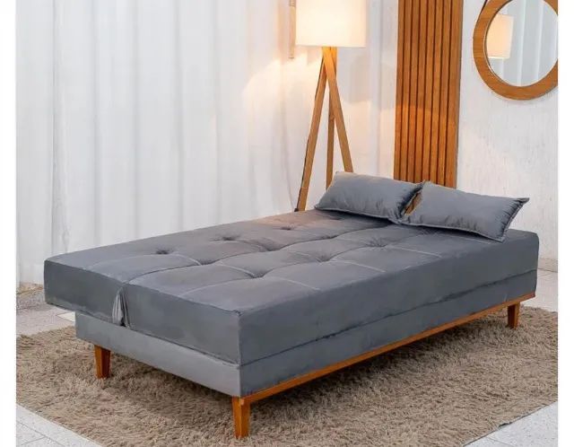 Sofa cama veludo moderno cinza (temos outras cores e modelos) - Foto 3