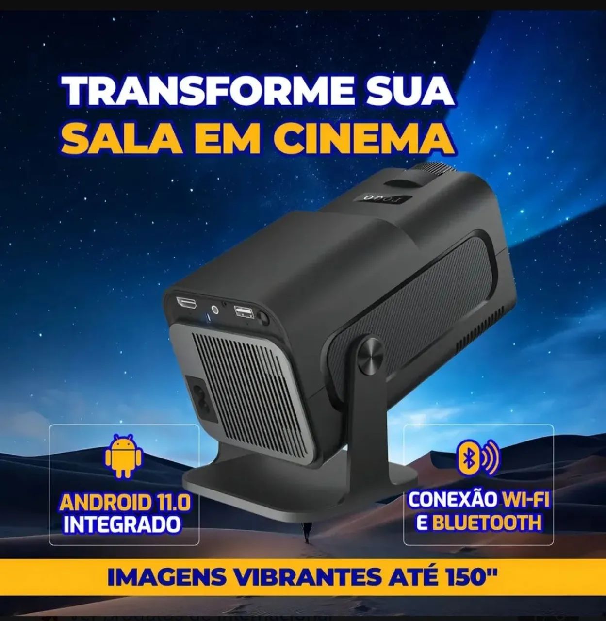 Projetor HY320 (modelo grande), com suporte. - Foto 4