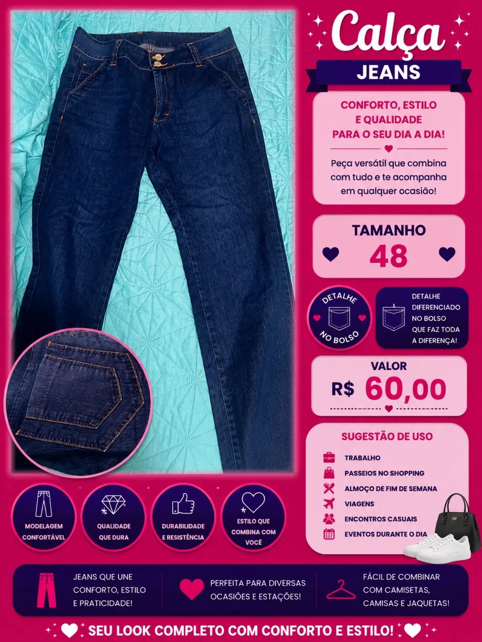 Calça Jeans tamanho 48