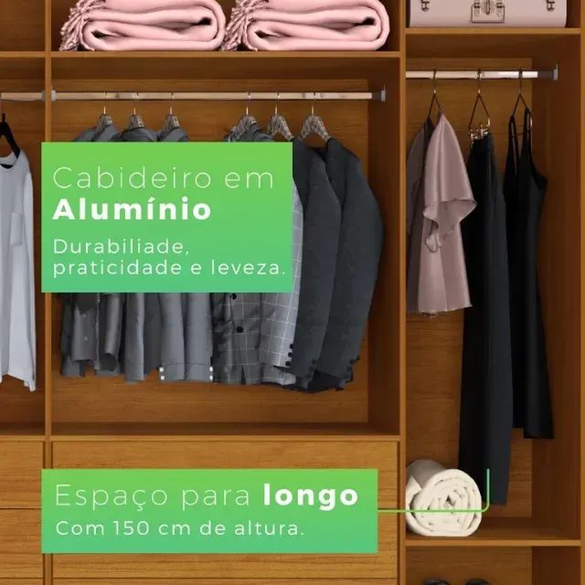 Guarda Roupa Barcelona Branco/Marrom com 6 Portas  - Foto 2