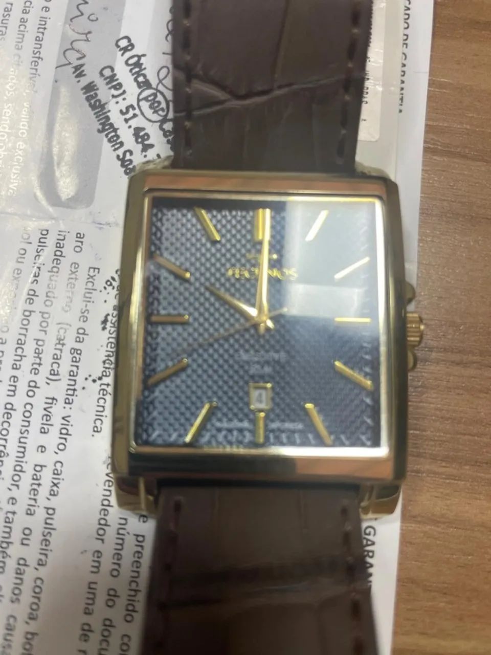 Relógio Technos Quadrado Executive Pulseira Couro Legitimo Marrom - Foto 3