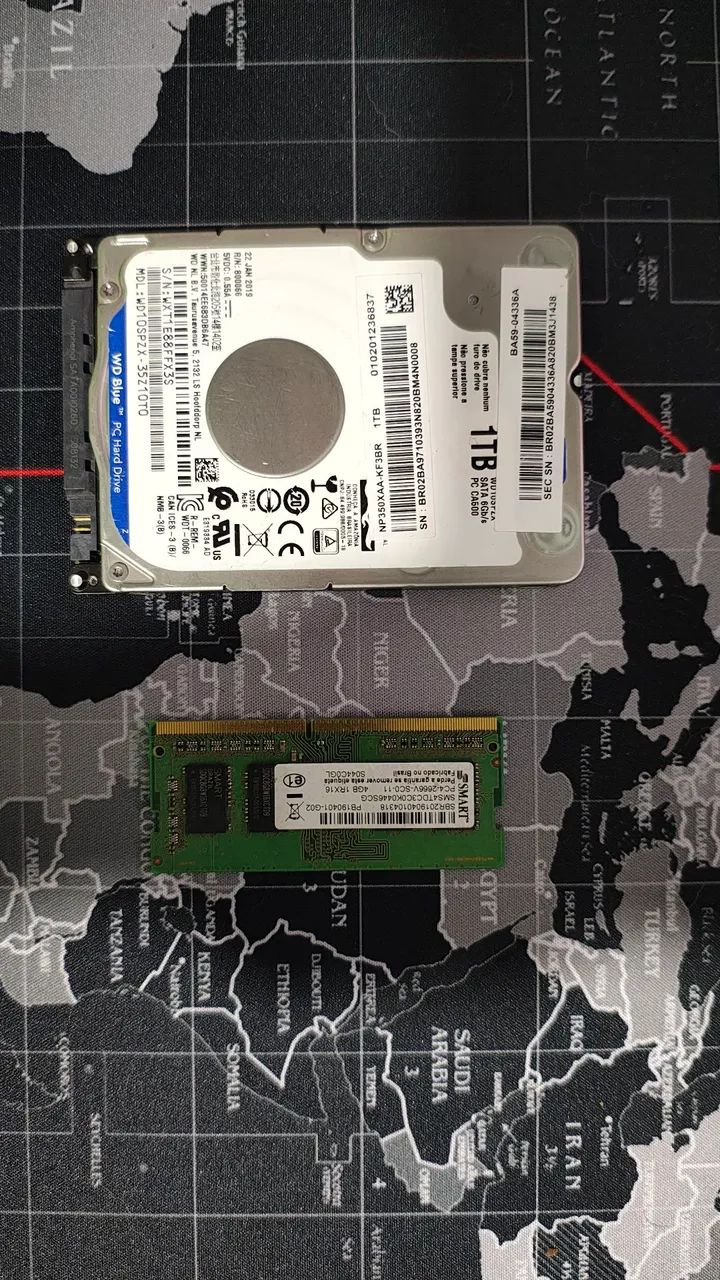 HD 1TB Notebook e Memória RAM 4GB 