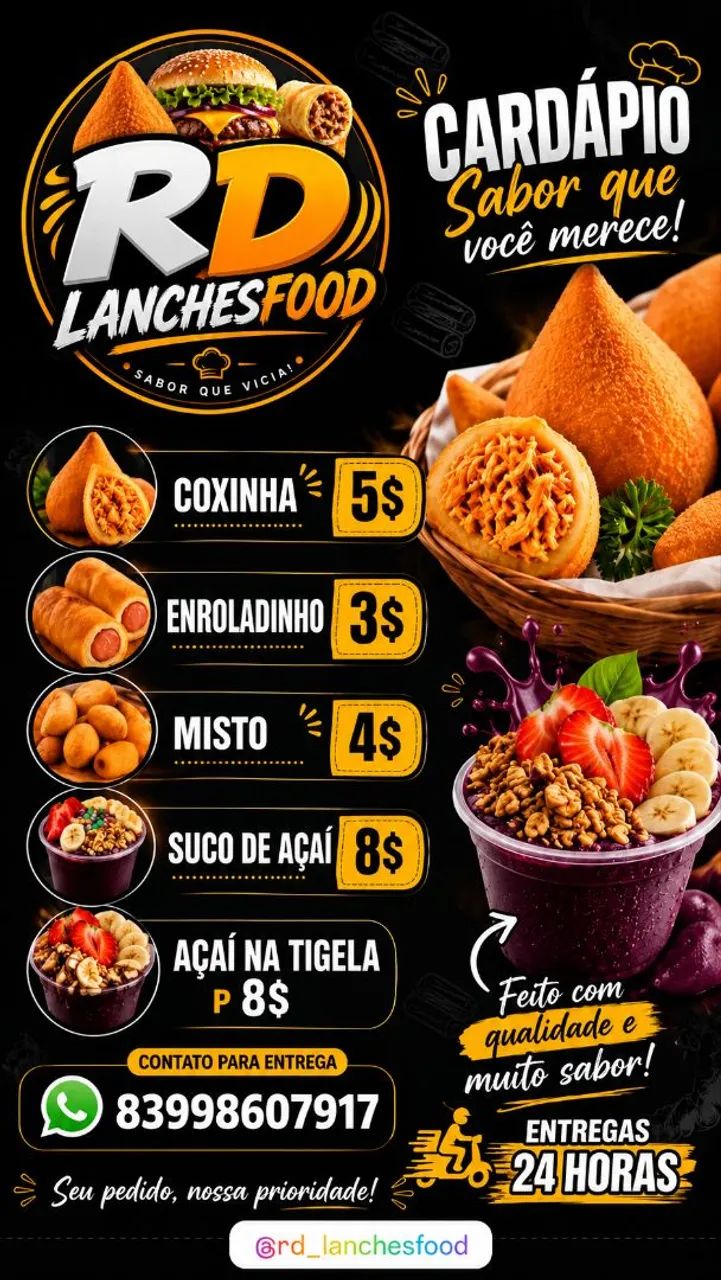 Salgados e sucos feitos na hora 24hrs