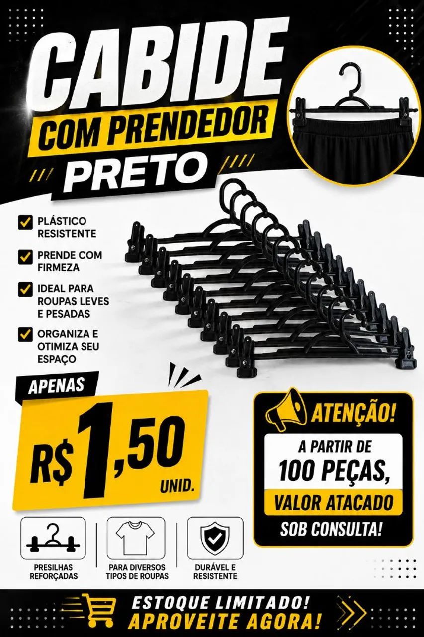 Cabides Plásticos Pretos  - Foto 2