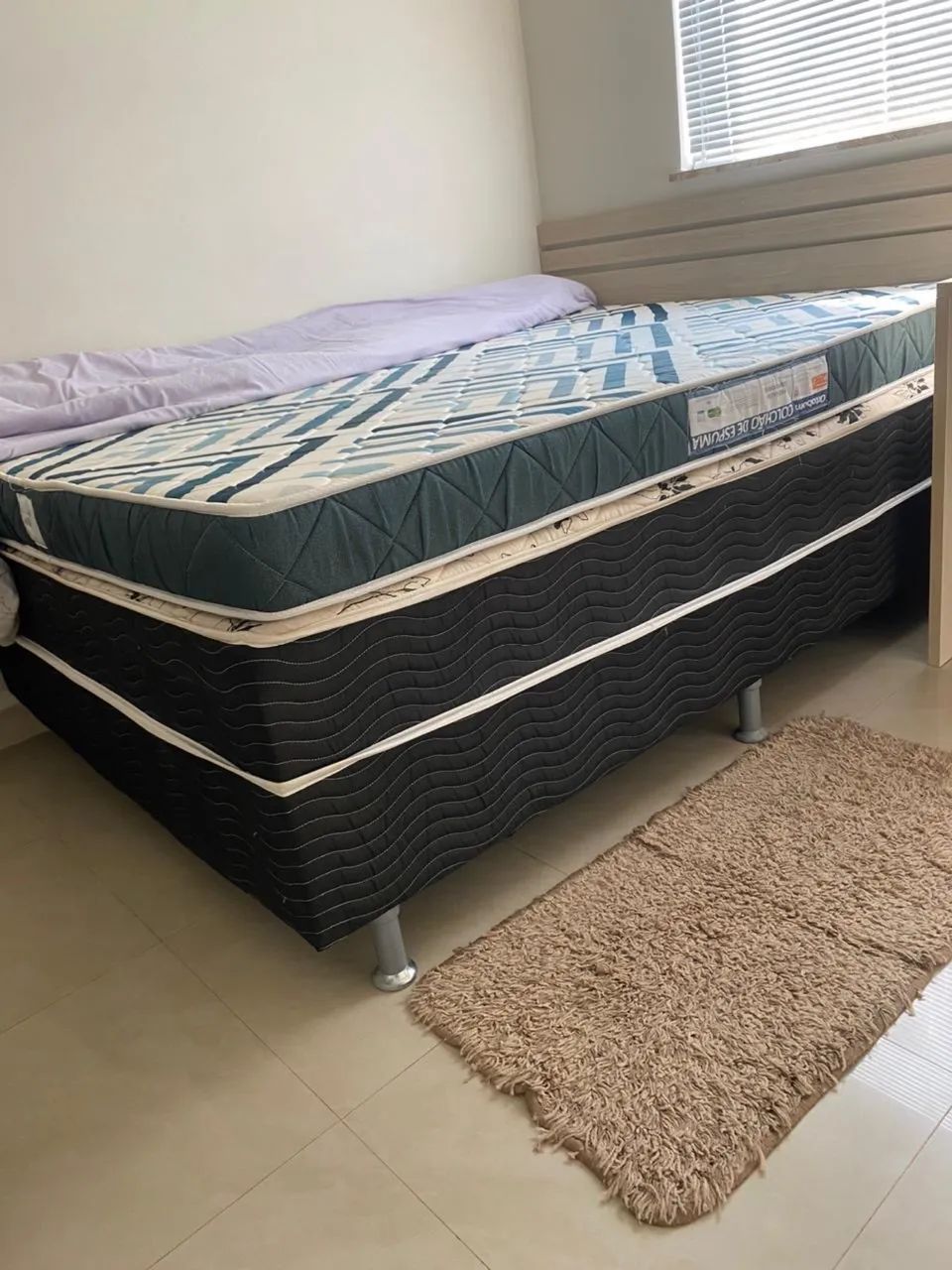 CAMA CASAL COM COLCHÃO E BOX