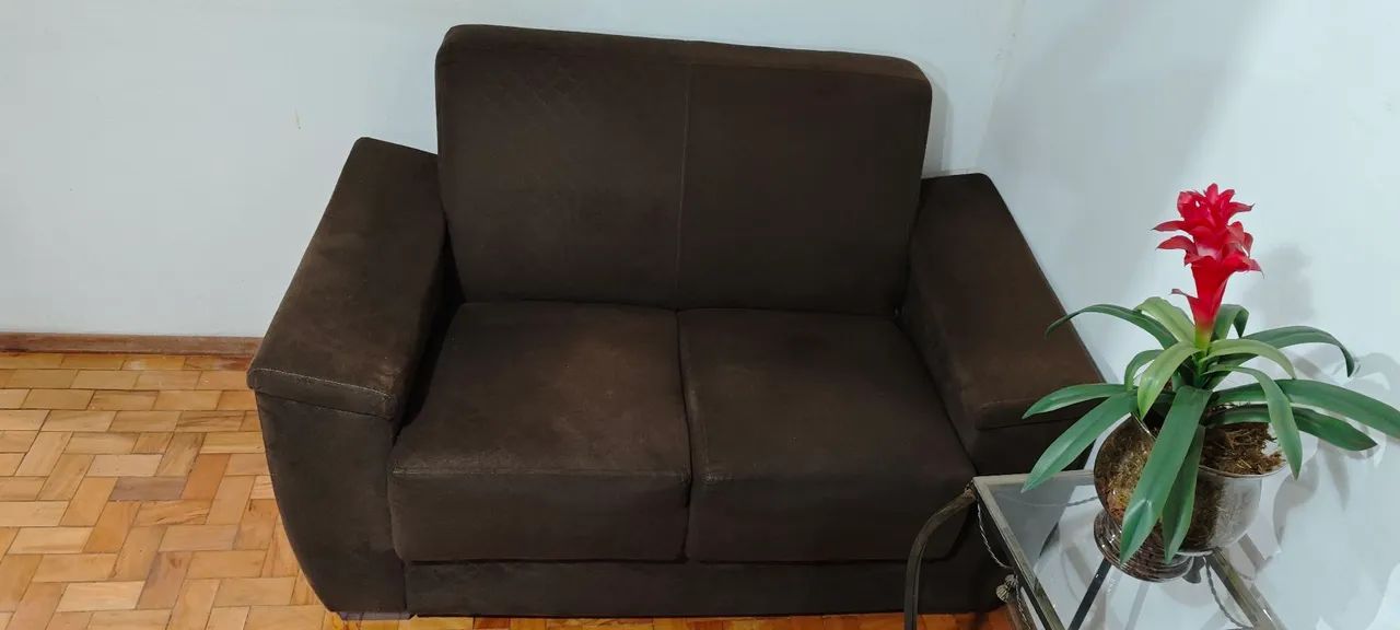 Sofás 2 e 3 Lugares Suede Marrom - Completo com Almofadas de brinde - Foto 5