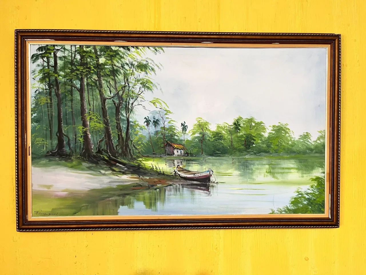 Quadro paisagem pintado à mão 
