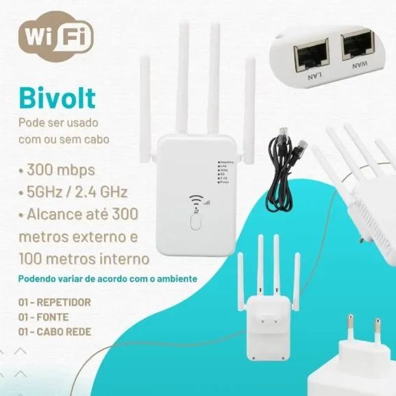 Repetidor Extensor Amplificador Sinal Dual Band Wi-Fi 5Ghz e 2,4Ghz Internet Ultrarrápido - Foto 5