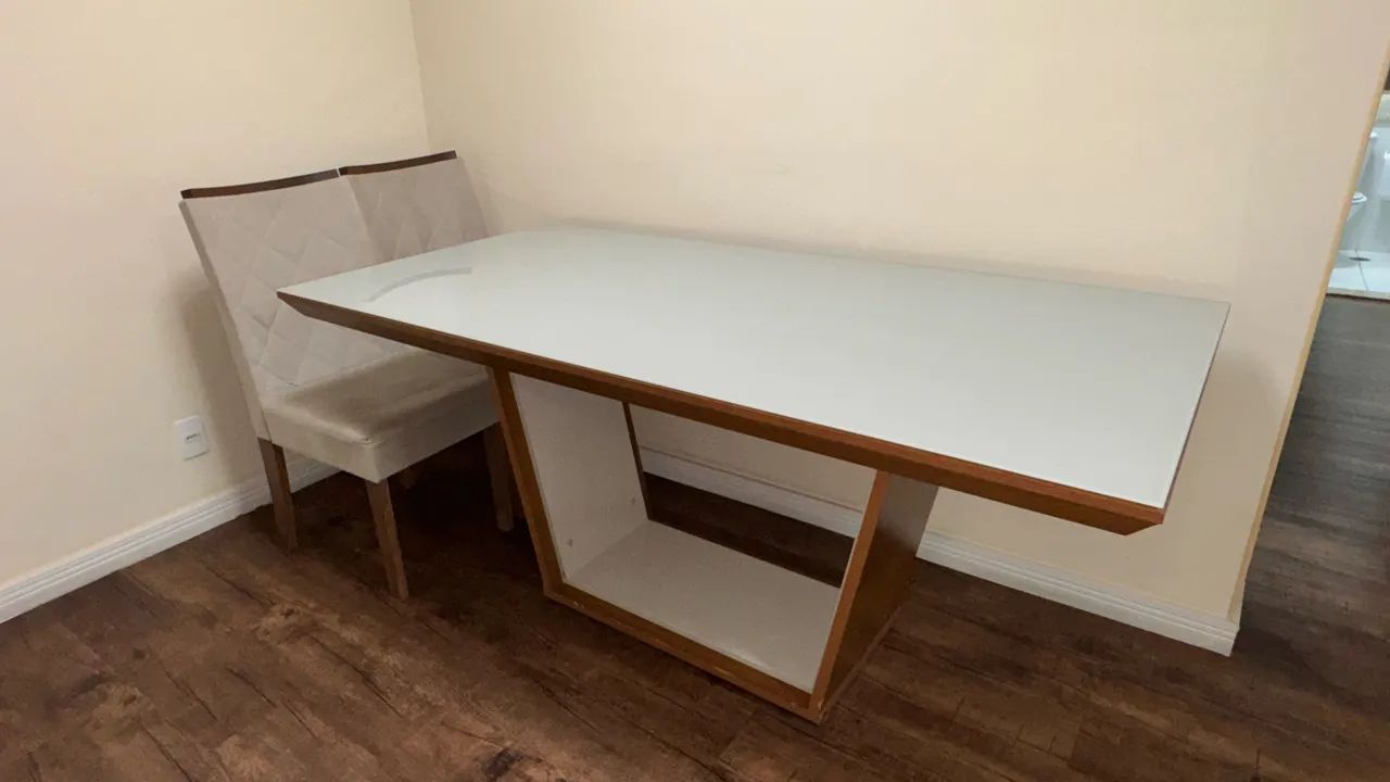 Mesa de Jantar Reta Vidro Laca Off White - Foto 3