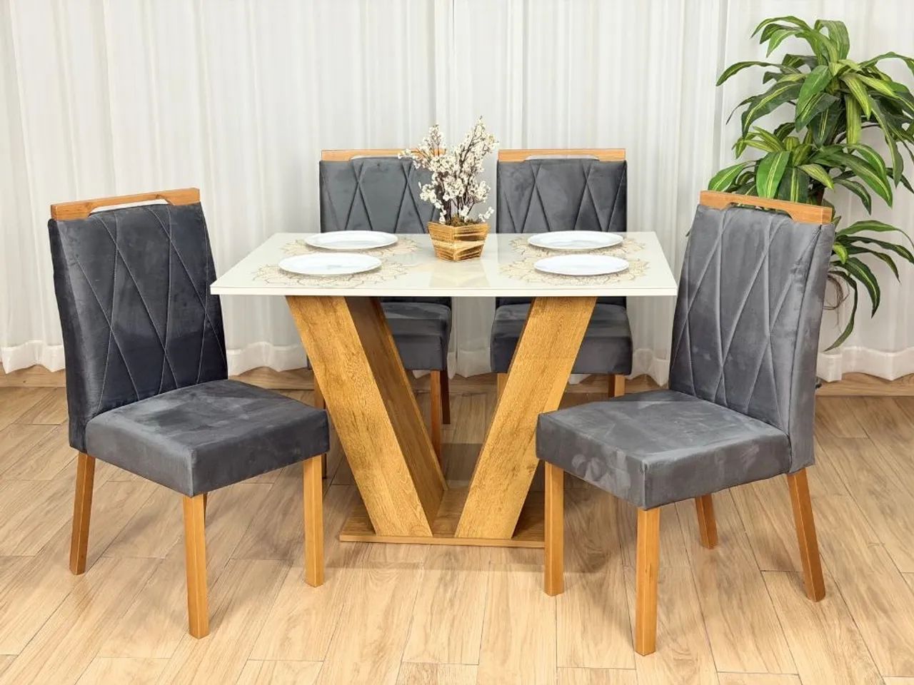 Mesa de Jantar Classic 1.20×0.80 Com 4 Cadeiras- Entrega Rápida - Foto 2