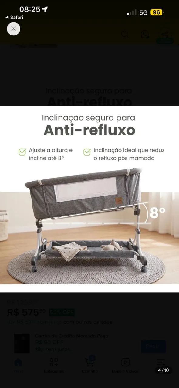 Berço Portátil PipDip Co-Sleeper, Com Balanço - Foto 4