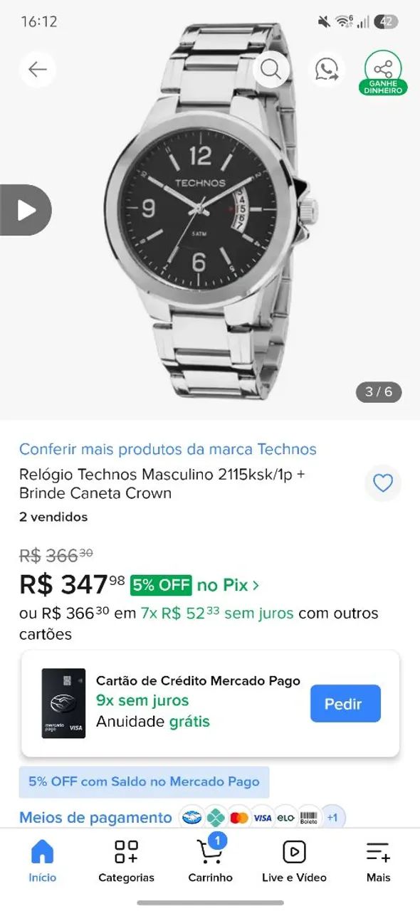 Relógio Technos prata