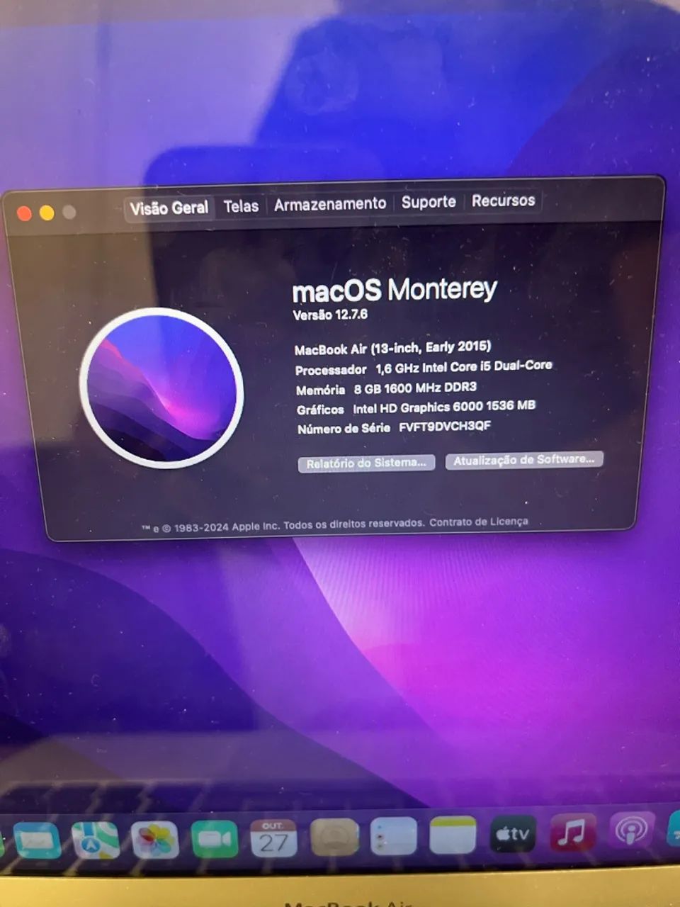 MacBook Air 95% Saúde da bateria 