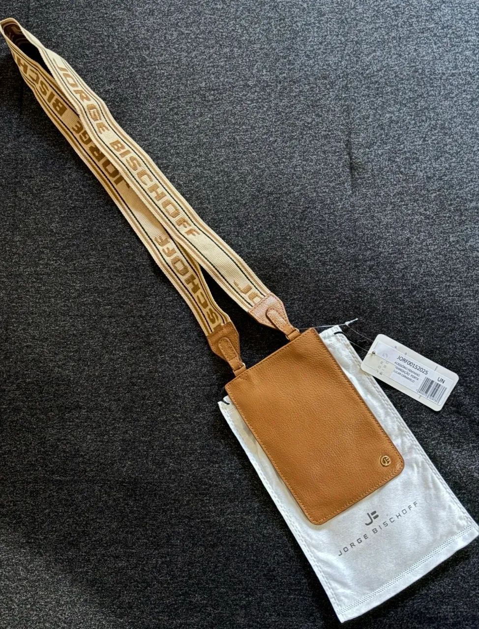 Bolsa Couro Legítimo Jorge Bischoff Porta Celular Caramelo - Foto 4