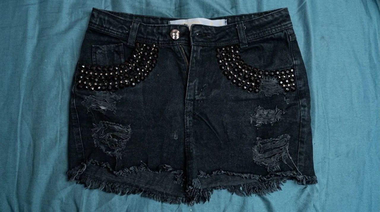 Saia jeans preta 
