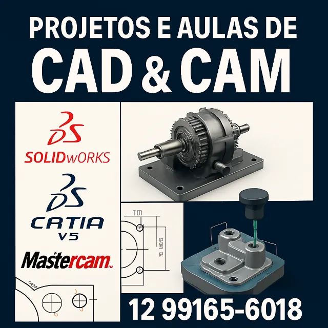 Aulas e Projetos Profissionais de CAD/CAM - SolidWorks, CATIA V5, Mastercam
