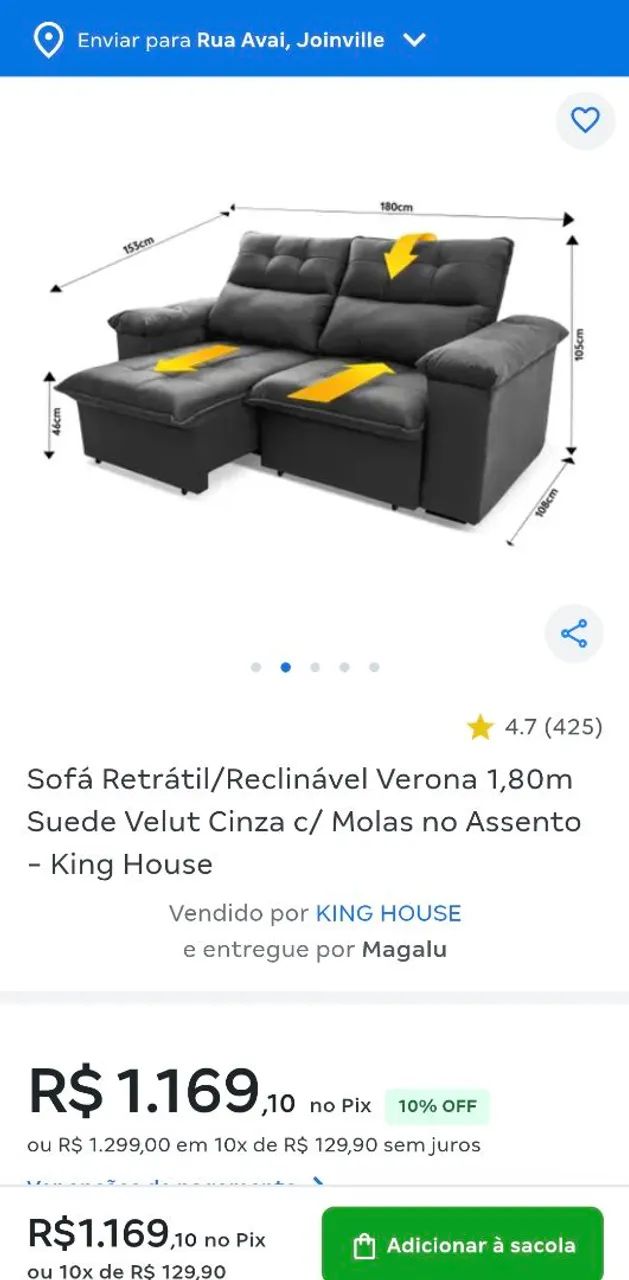SOFÁ RETRÁTIL 2 LUGARES - Foto 3