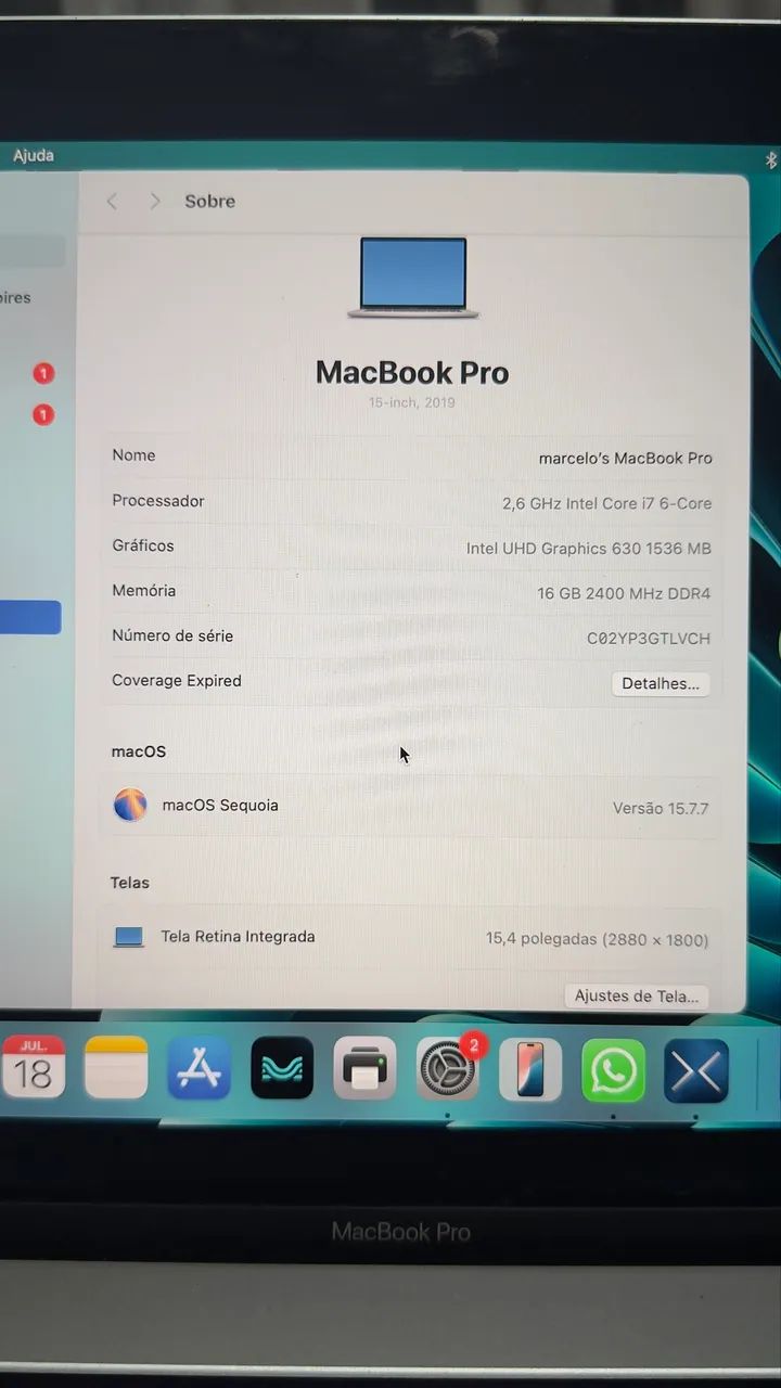 MacBook Pro 15,6 pol i7 macOS sequoia 16g ram - Foto 5