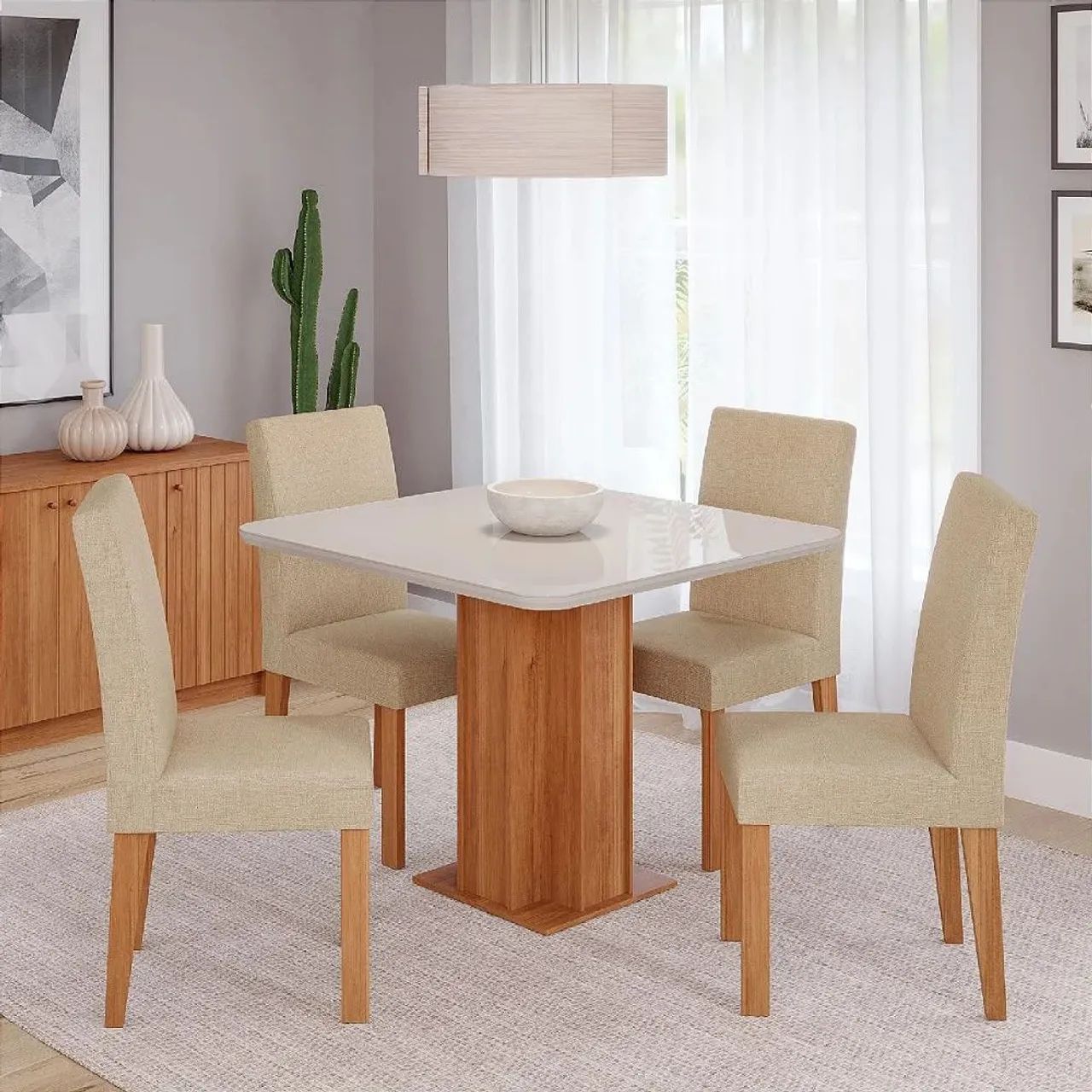 Oferta relâmpago mesa de 4 cadeiras com tampo de vidro  - Foto 2
