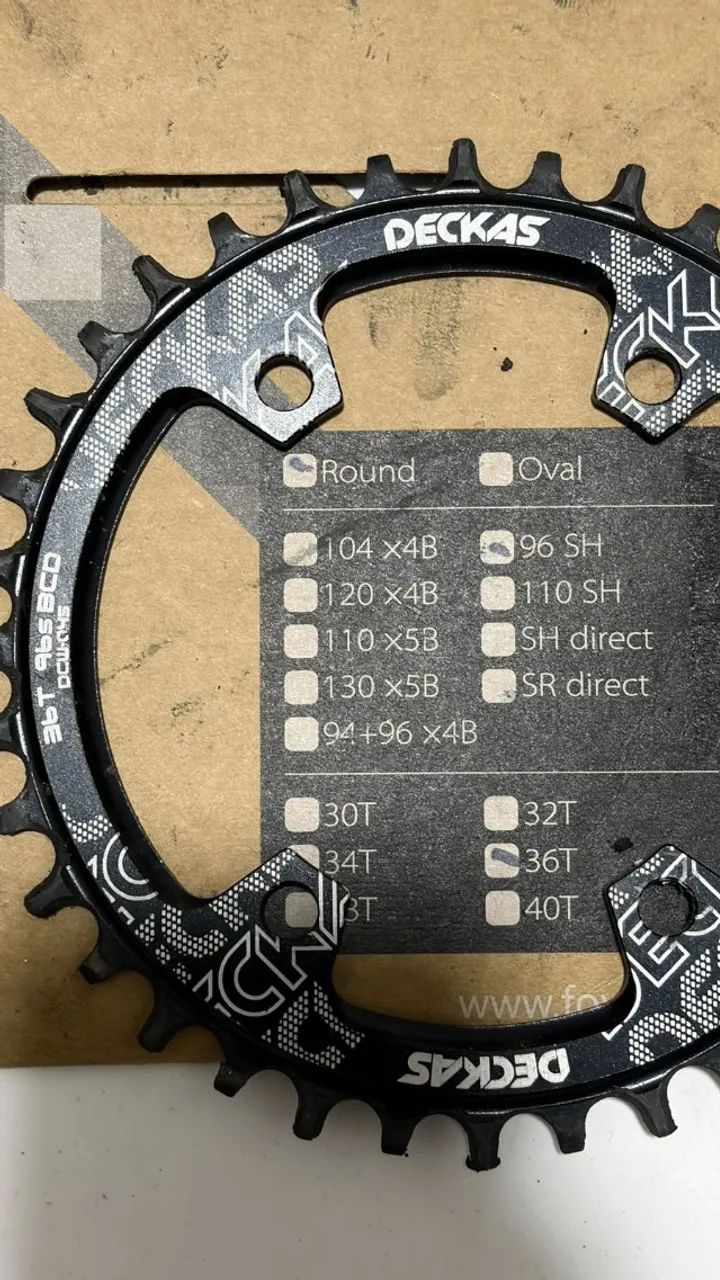 2 Coroas de MTB 36 e 38 dentes - BCD 96 Assimétrico