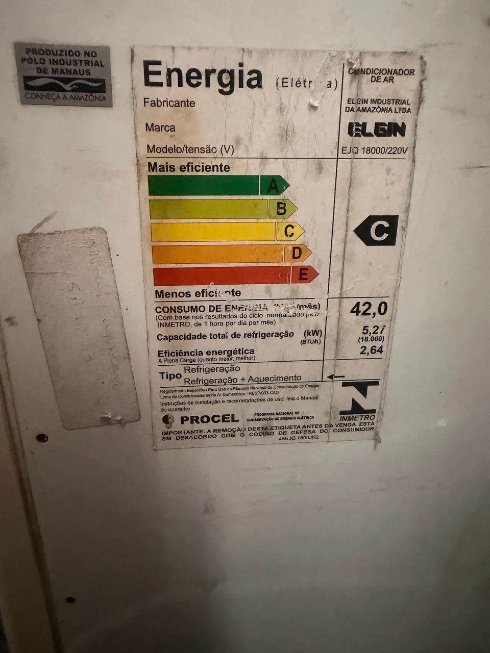 Ar condicionado 18.000BTU Elgin 220v - Foto 3