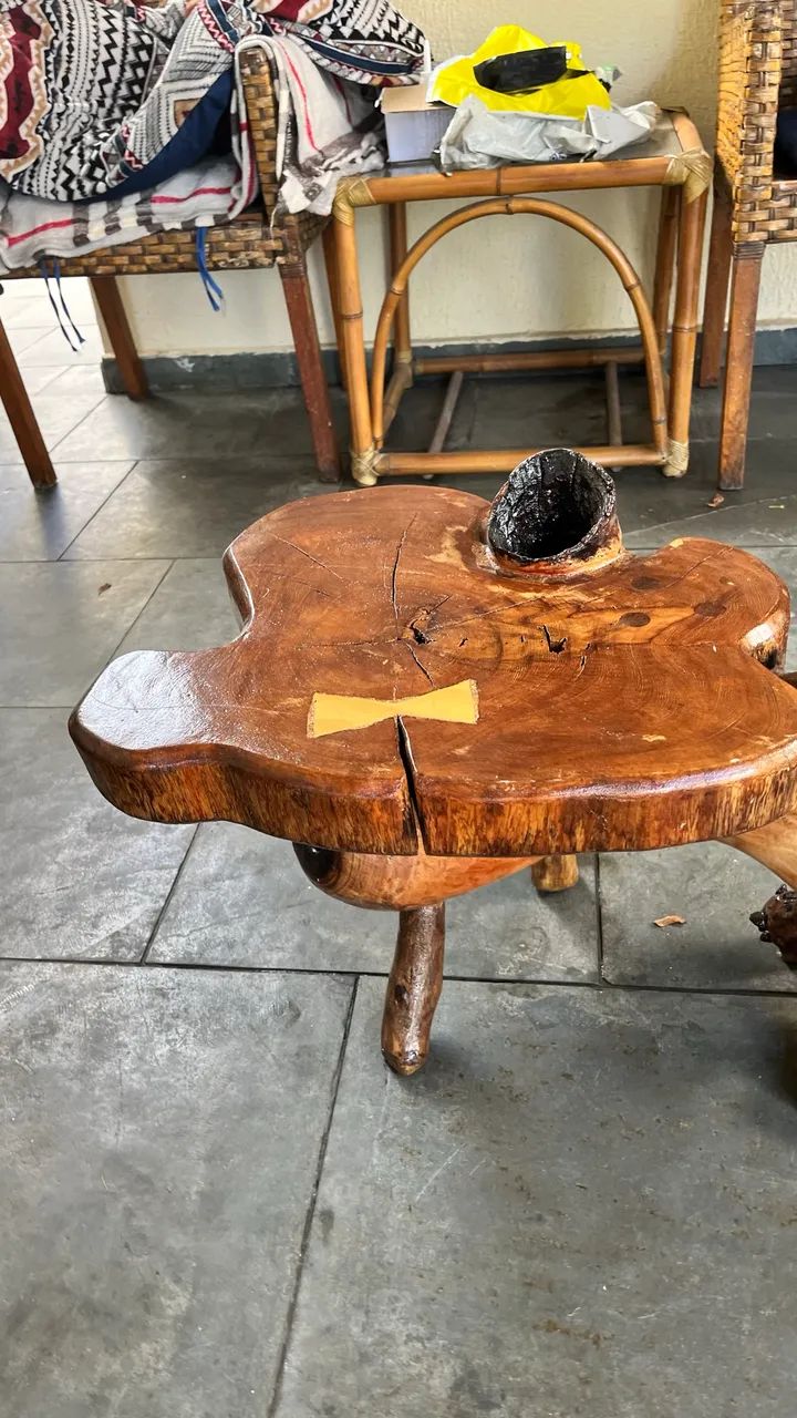 Mesa de Centro Madeira Recuperada Rústica Artesanal - Foto 4