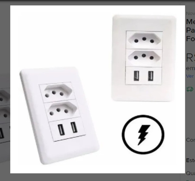 Tomada Fonte Usb De Parede Duo Universal Envio Imediato - Foto 5